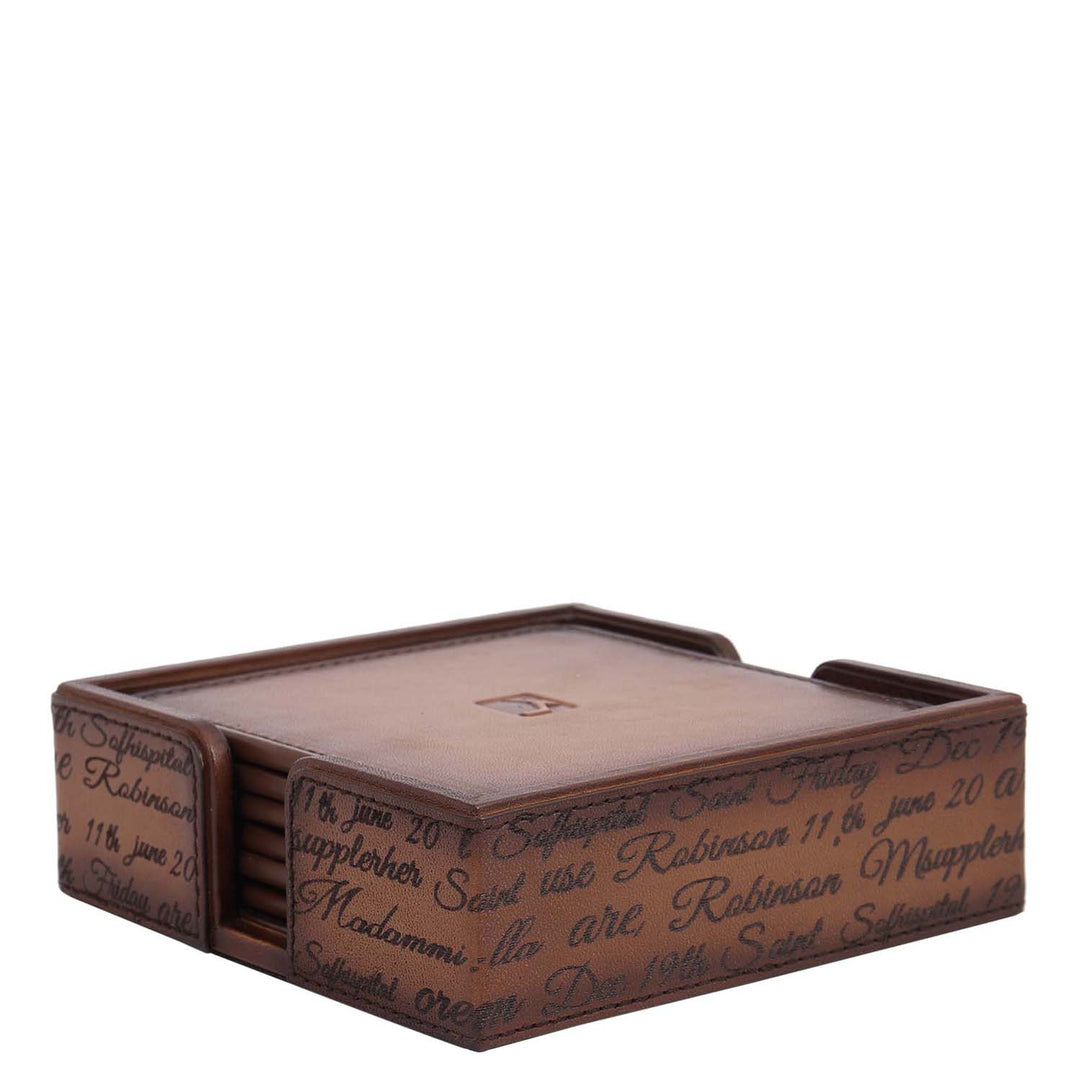 Signato Leather Desk Top Set - Cognac