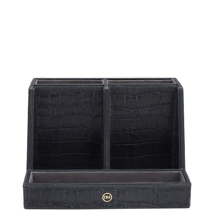 Croco Leather Pen Stand - Navy