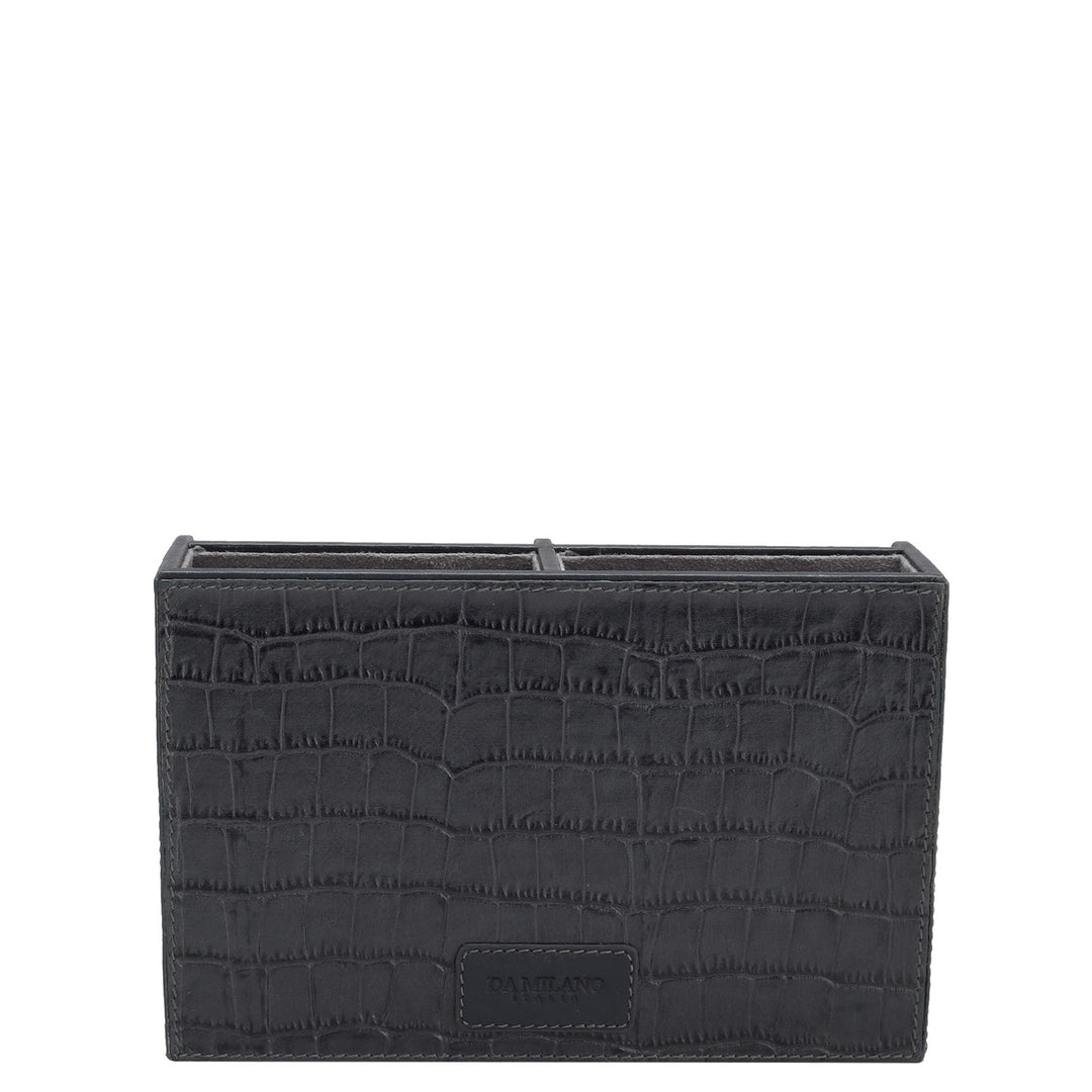 Croco Leather Pen Stand - Navy