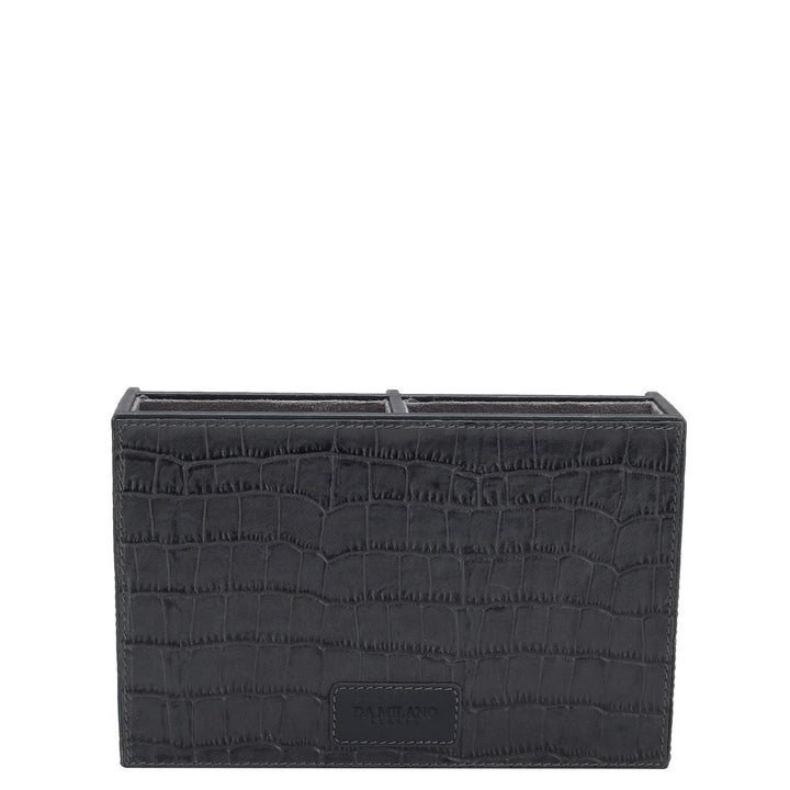 Croco Leather Pen Stand - Navy