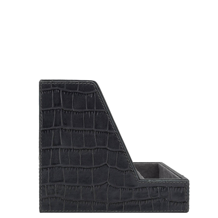 Croco Leather Pen Stand - Navy