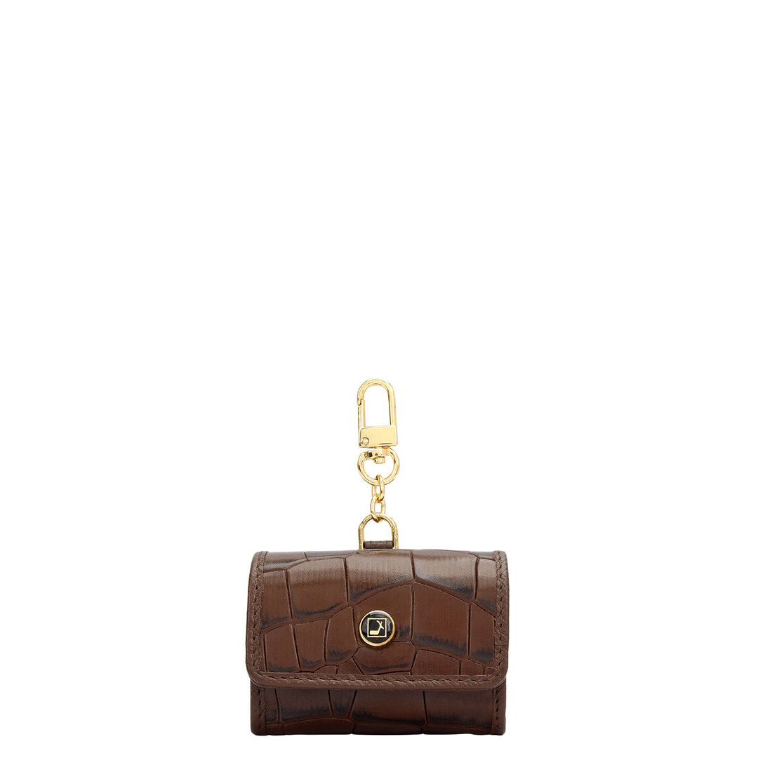 Croco Leather Earpod Case - Walnut