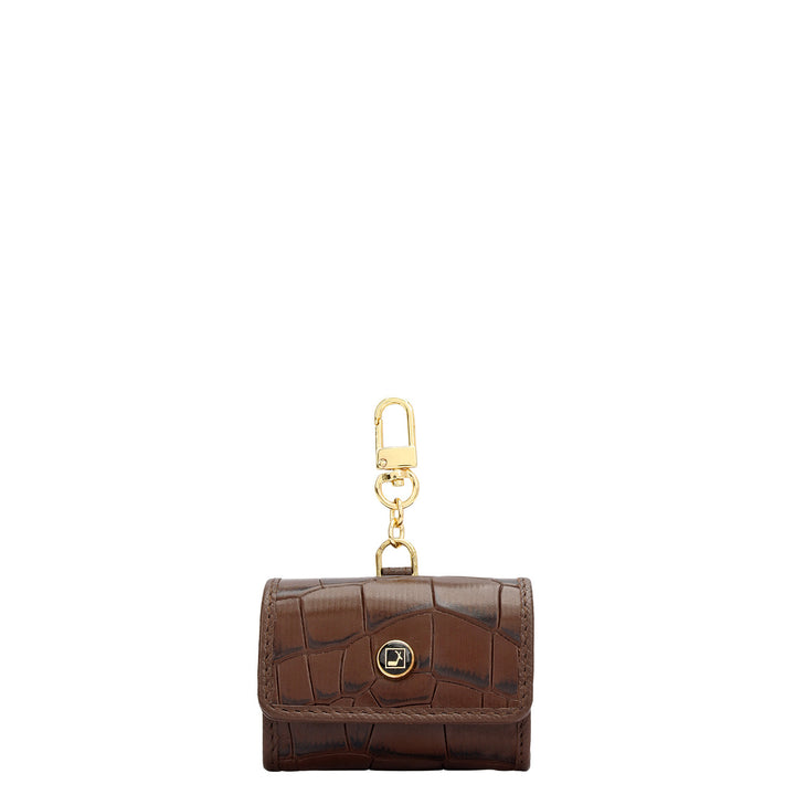 Croco Leather Earpod Case - Walnut