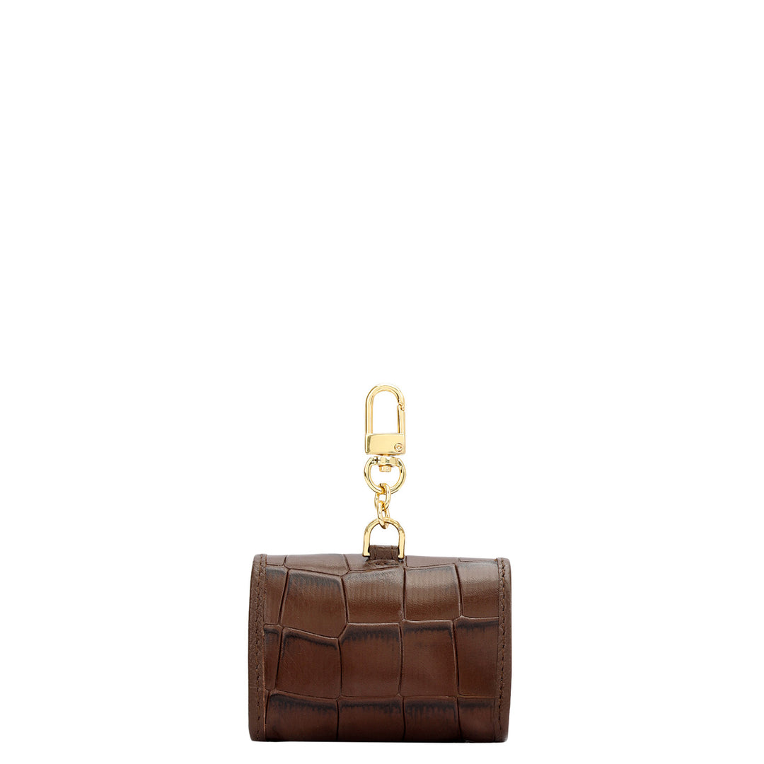 Croco Leather Earpod Case - Walnut