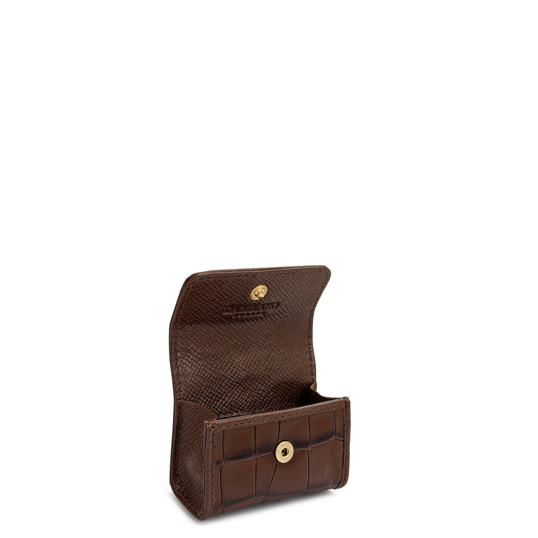 Croco Leather Earpod Case - Walnut