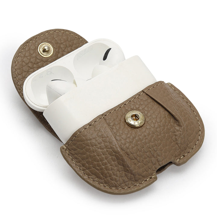 Wax Leather Earpod Case - Greyish Taupe