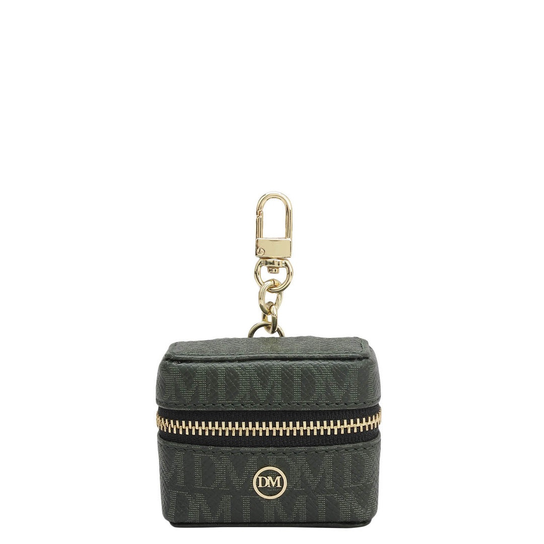Monogram Franzy Leather Earpod Case - Petrol Green