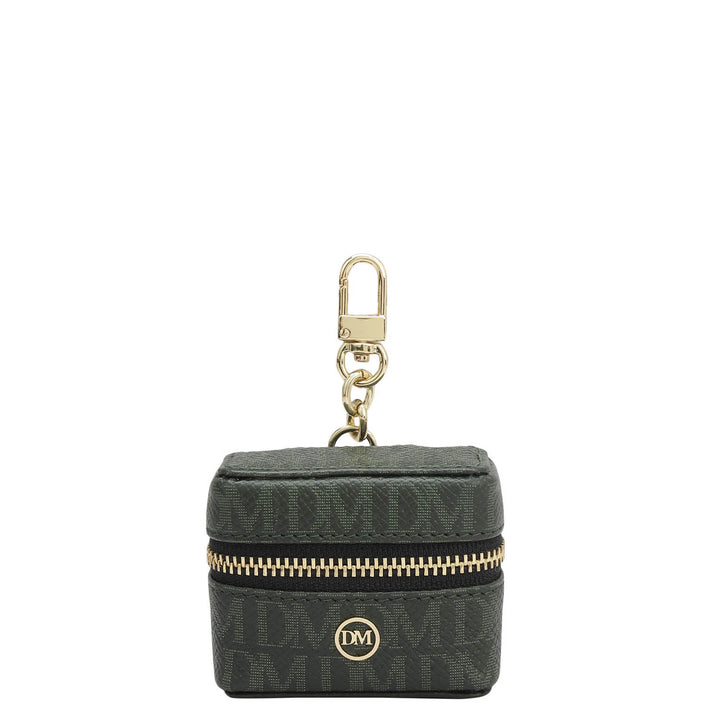 Monogram Franzy Leather Earpod Case - Petrol Green
