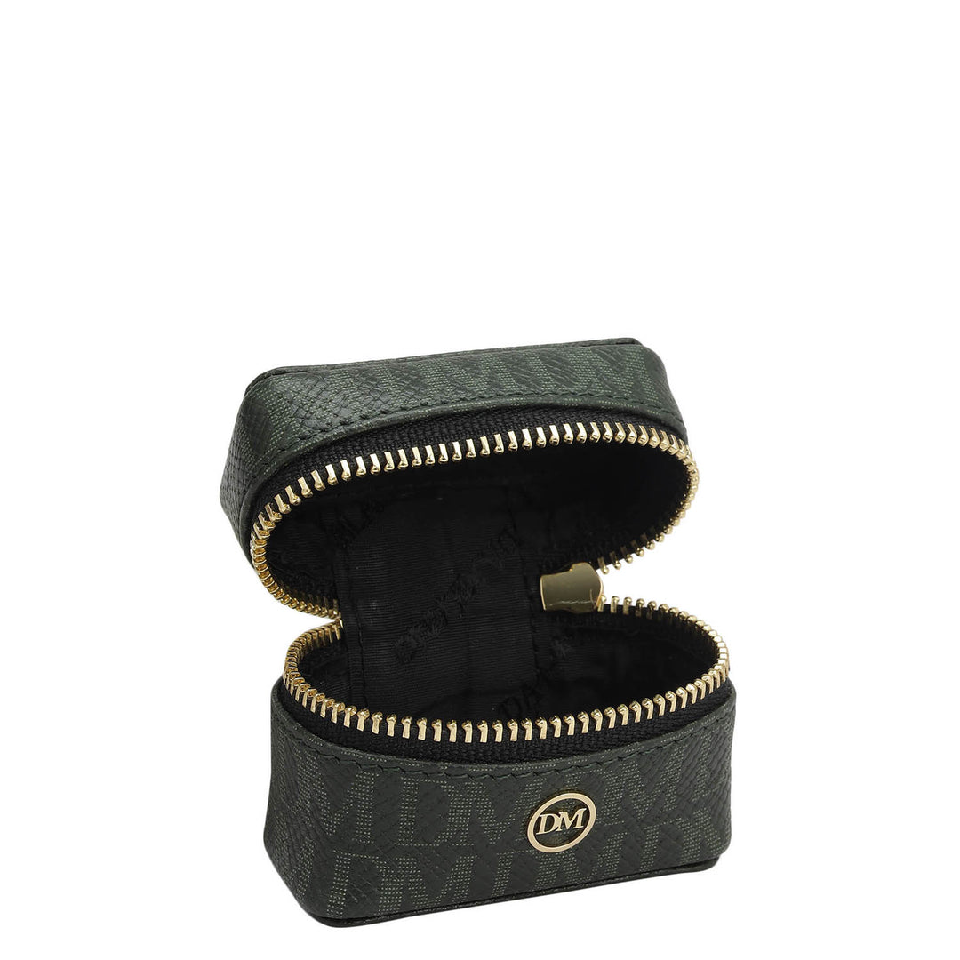 Monogram Franzy Leather Earpod Case - Petrol Green