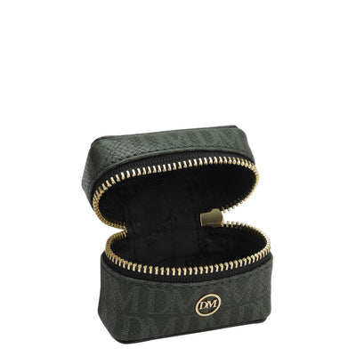 Monogram Franzy Leather Earpod Case - Petrol Green
