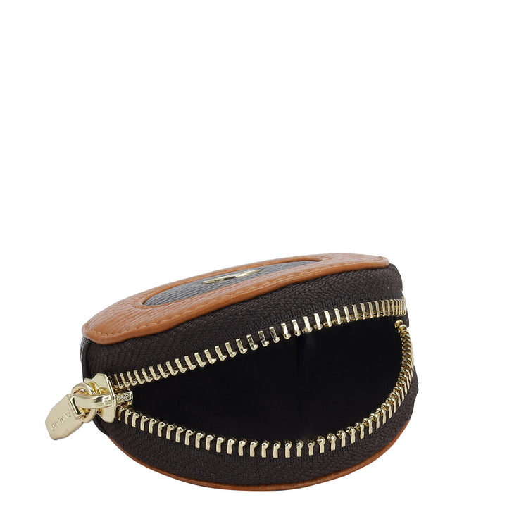 Wax Leather Earpod Case - Orange & Chocolate