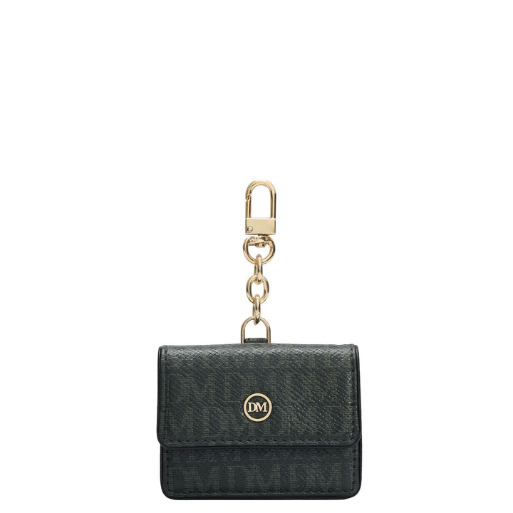 Monogram Leather Earpod Case - Petrol Green