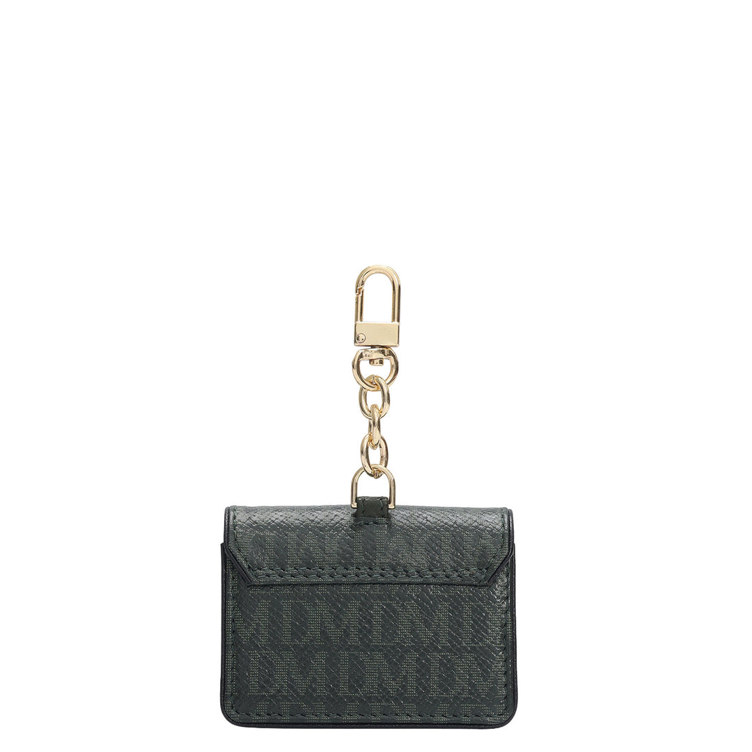 Monogram Leather Earpod Case - Petrol Green
