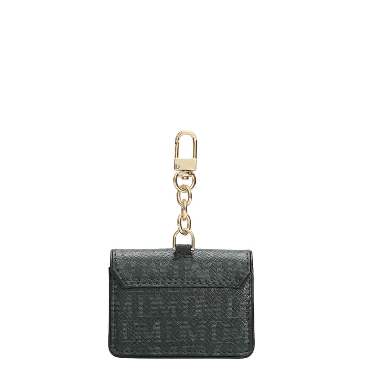 Monogram Leather Earpod Case - Petrol Green