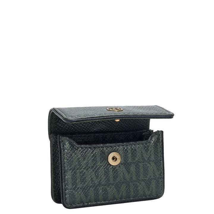 Monogram Leather Earpod Case - Petrol Green