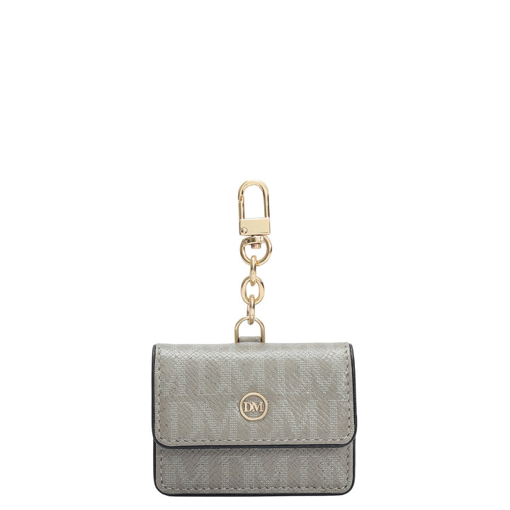 Monogram Leather Earpod Case - Stone Grey