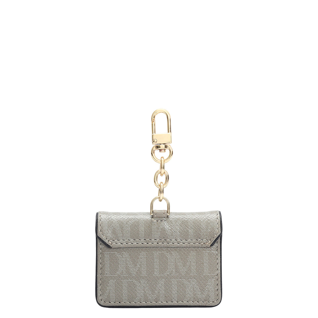 Monogram Leather Earpod Case - Stone Grey