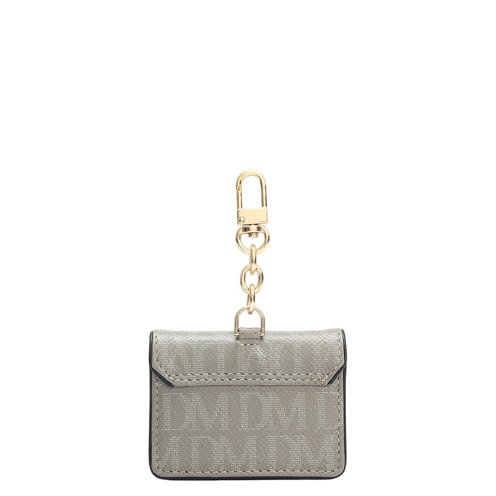 Monogram Leather Earpod Case - Stone Grey