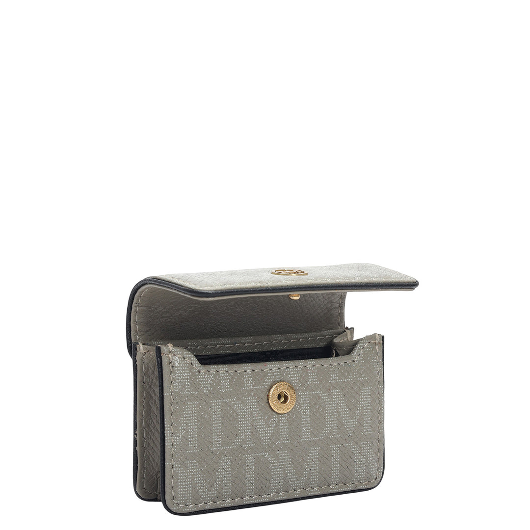 Monogram Leather Earpod Case - Stone Grey