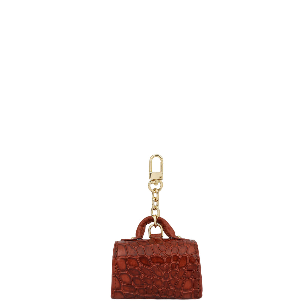 Croco Leather Earpod Case - Brick