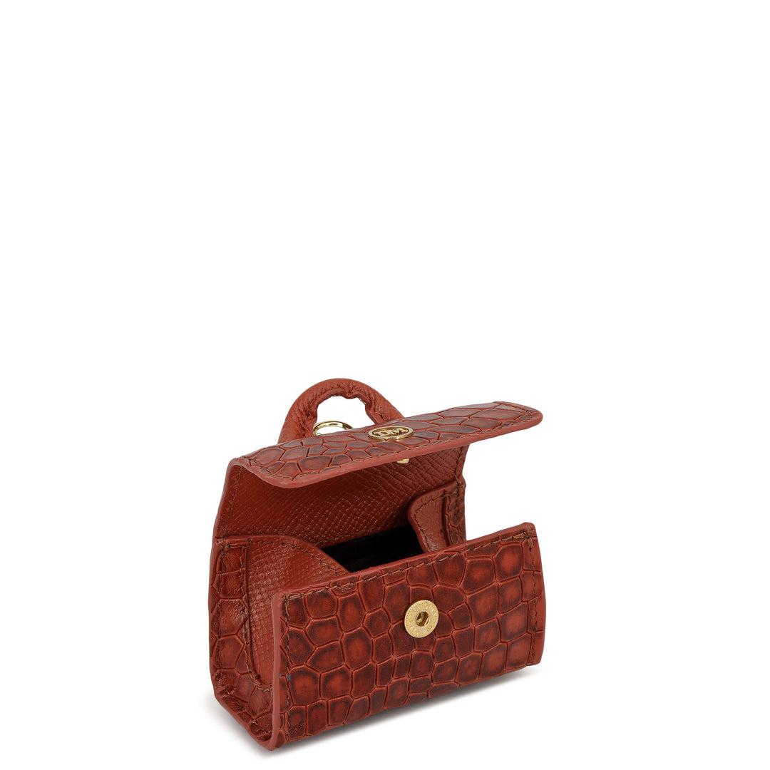Croco Leather Earpod Case - Brick