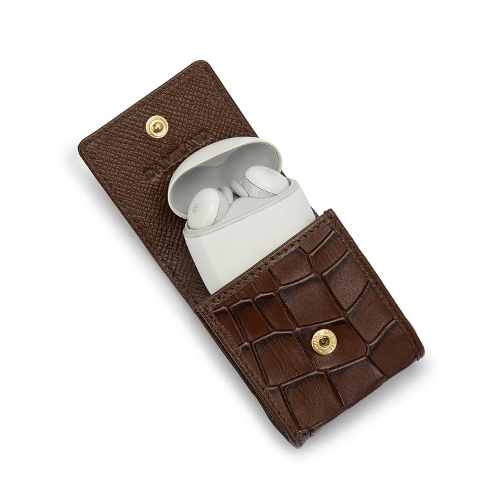 Croco-Textured Earpod Case - Walnut