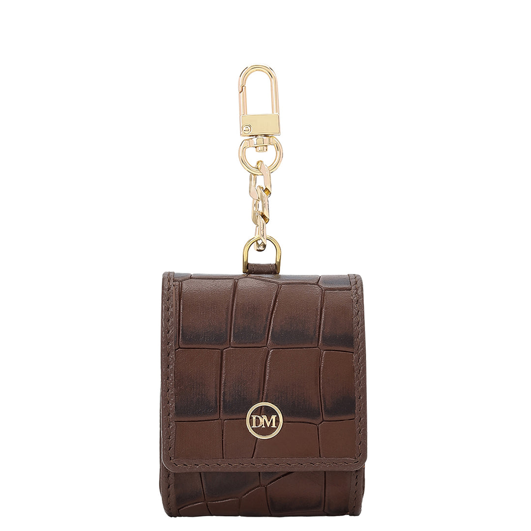 Croco-Textured Earpod Case - Walnut