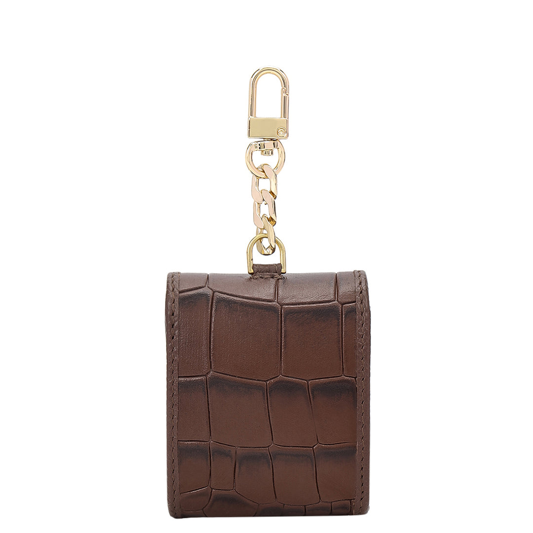Croco-Textured Earpod Case - Walnut
