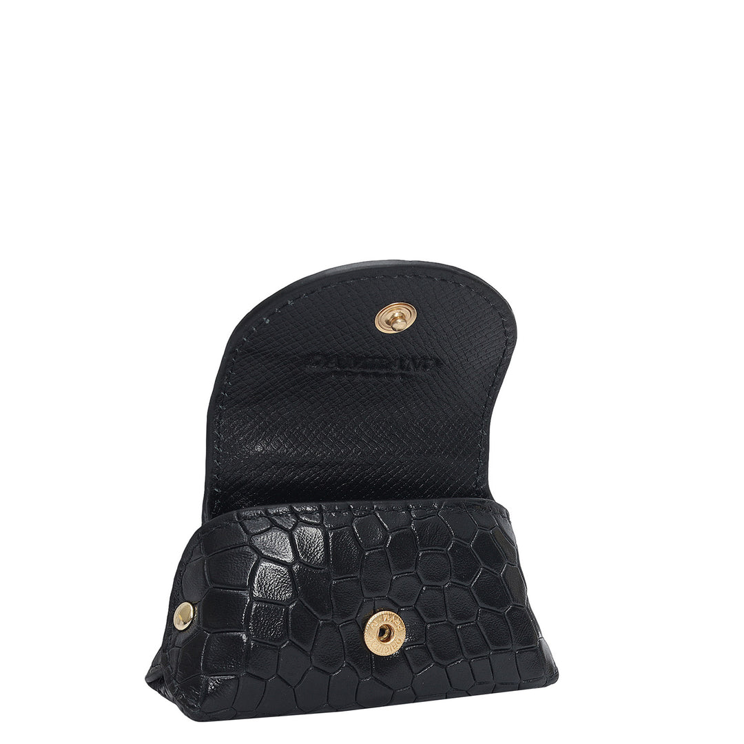 Croco Leather Earpod Case - Black