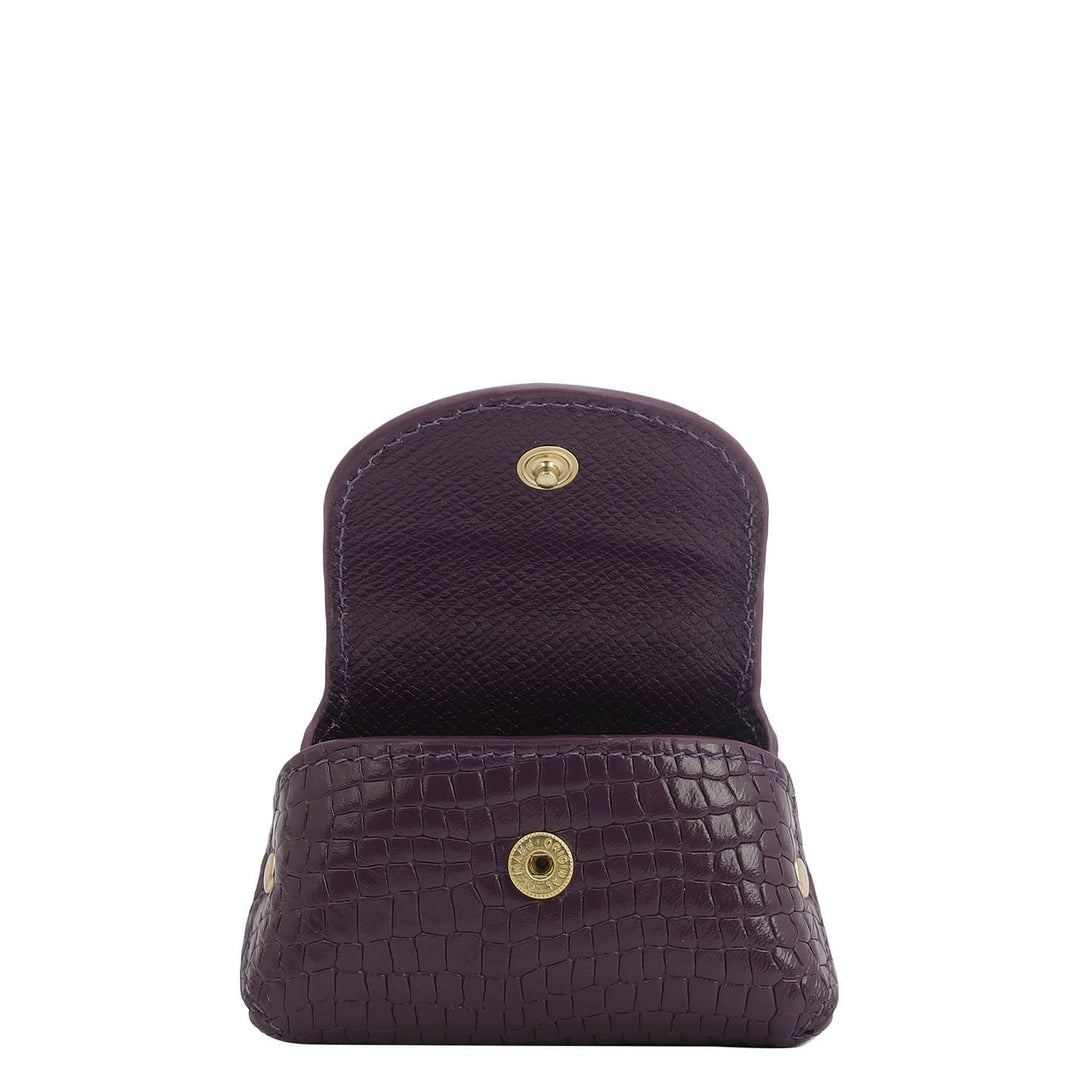 Croco Leather Earpod  Case - Grapevine