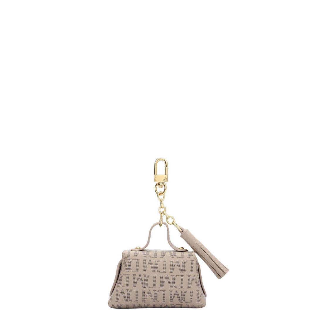 Monogram Leather Earpod Case - Light Grey