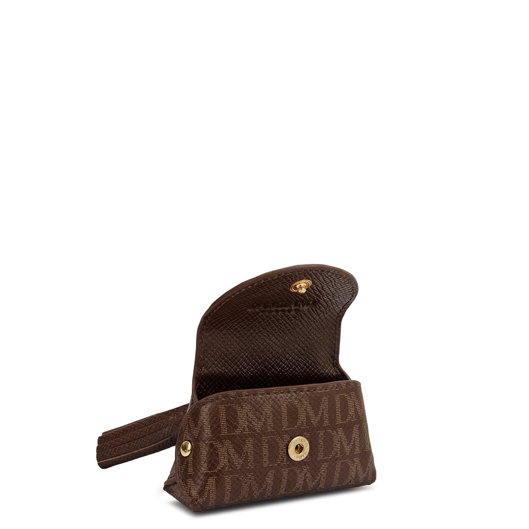 Monogram Leather Earpod Case - Walnut
