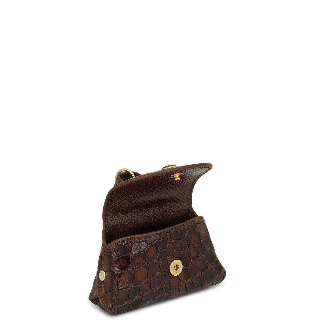 Croco Leather Earpod Case - Brown
