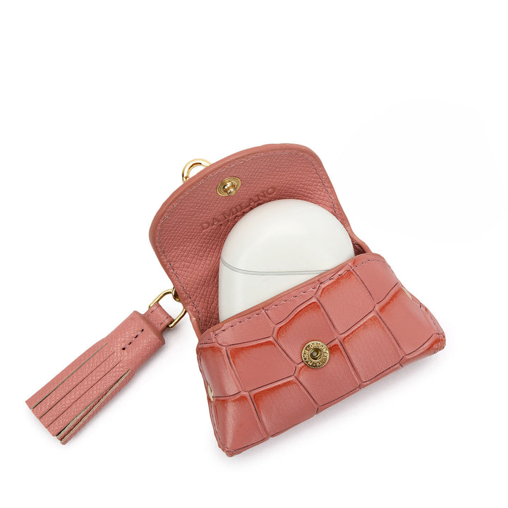 Croco Leather Earpod Case - Rose