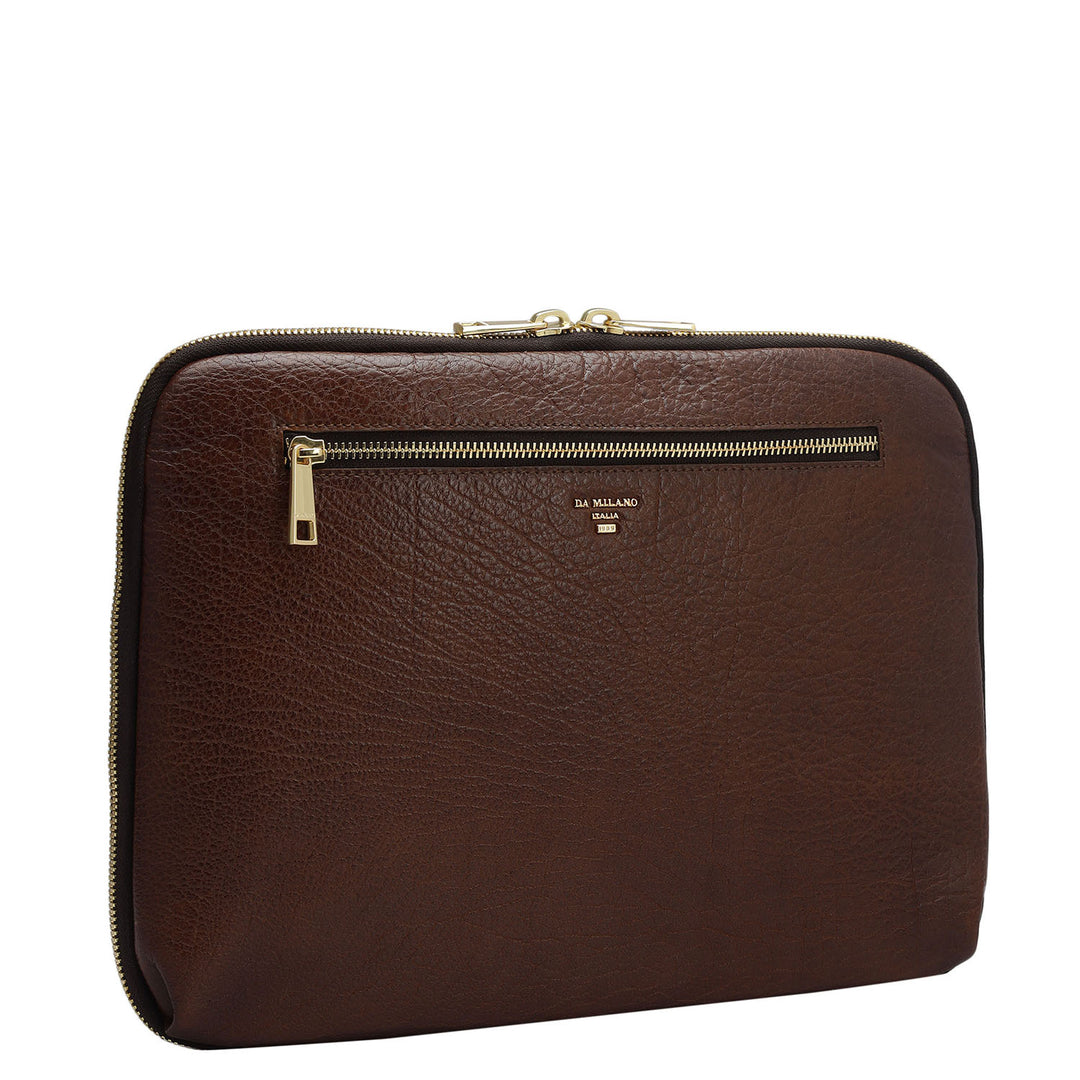 Elephant Pattern Leather Folder-Brown