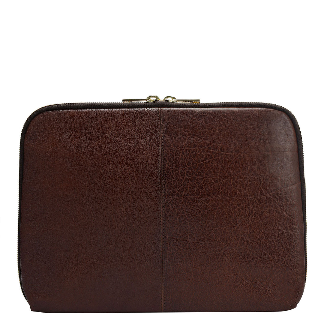 Elephant Pattern Leather Folder-Brown