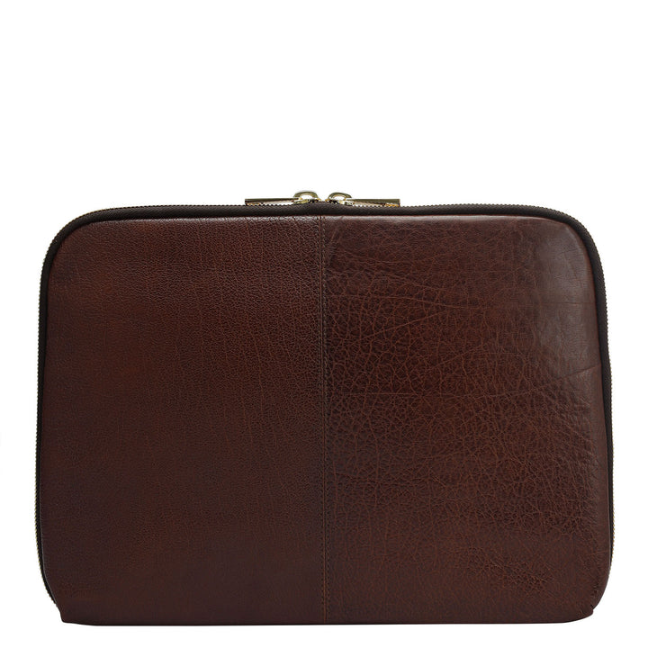 Elephant Pattern Leather Folder-Brown