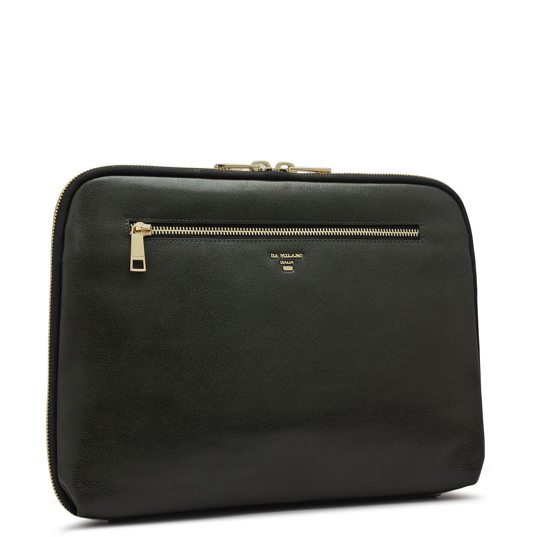 Elephant Pattern Leather Folder - Green