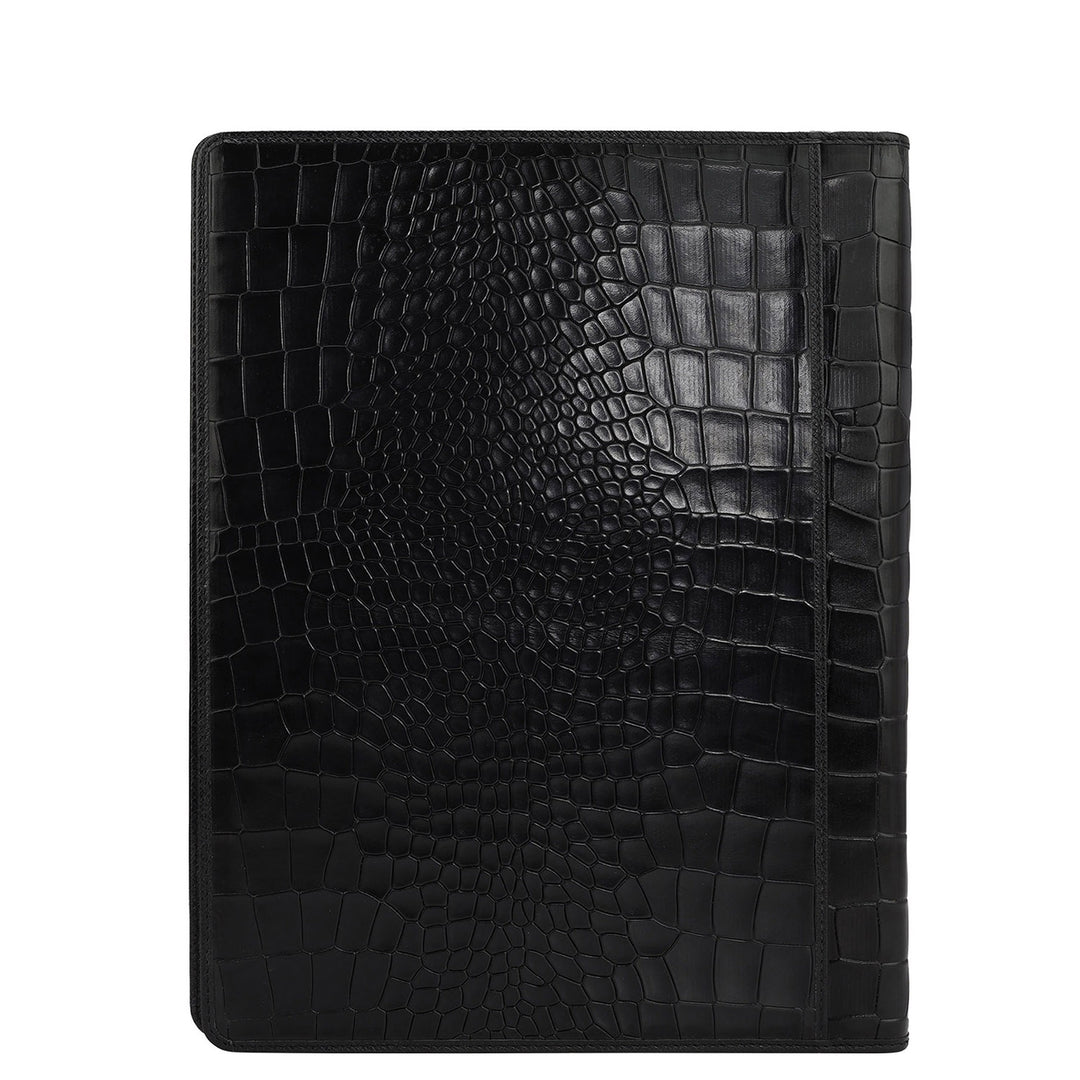 Croco Leather Folder - Black