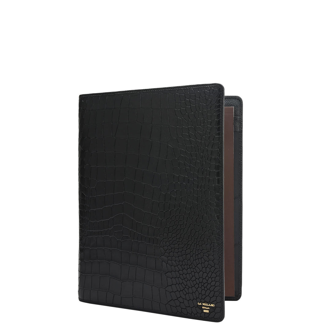 Croco Leather Folder - Black
