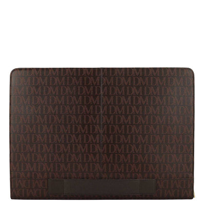 Monogram Leather Folder - Chocolate