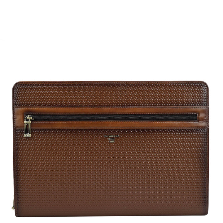 Mat Emboss Leather Folder - Cognac