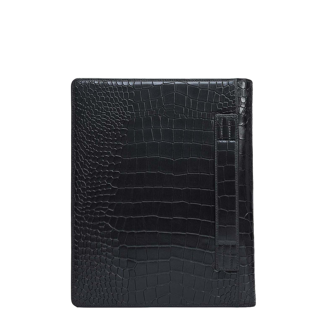 Croco Leather Folder - Black