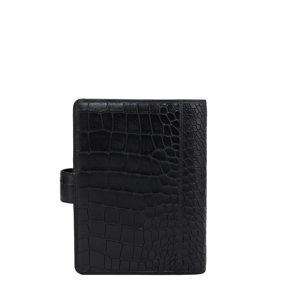 Croco Leather Filo Fax - Black