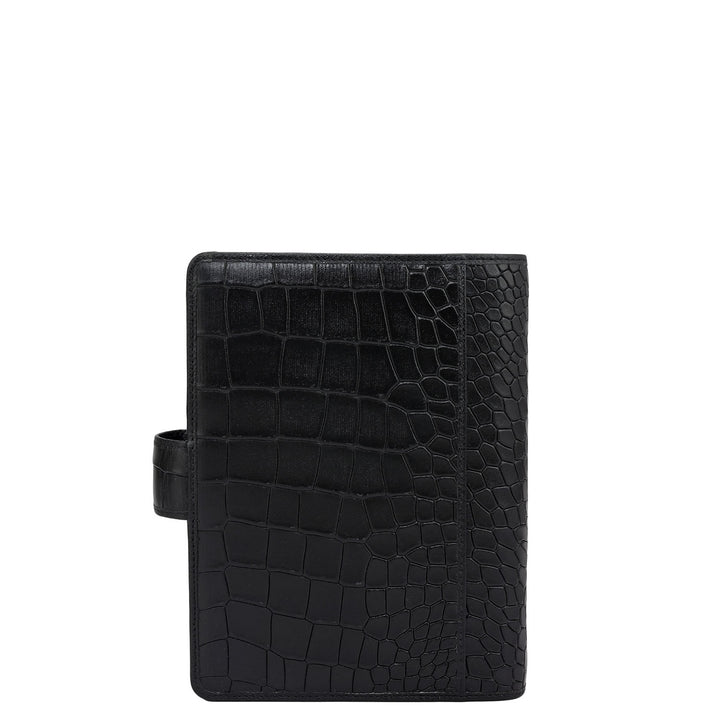 Croco Leather Filo Fax - Black