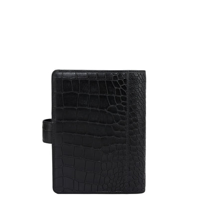 Croco Leather Filo Fax - Black