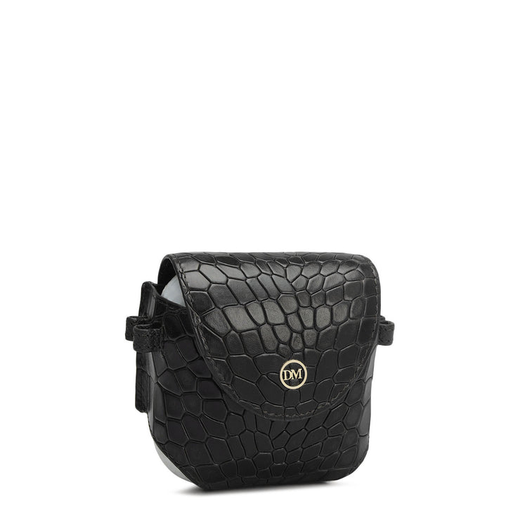 Croco Leather Golf Ball Case - Black