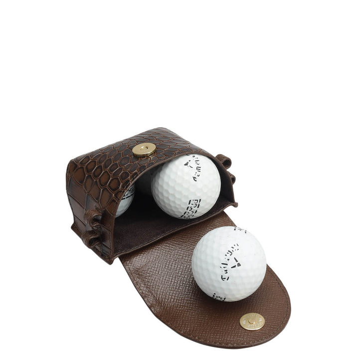 Croco Leather Golf Ball Case - Date