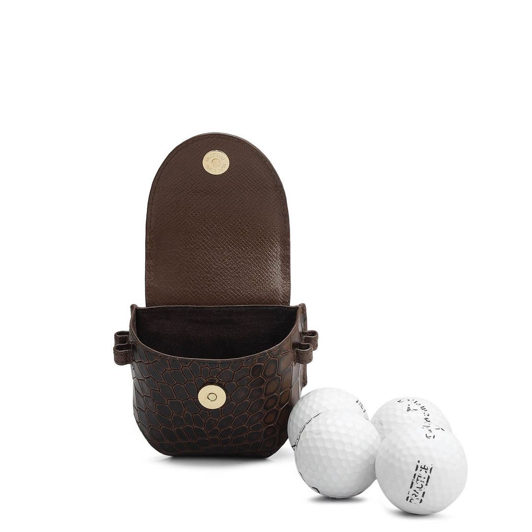 Croco Leather Golf Ball Case - Date
