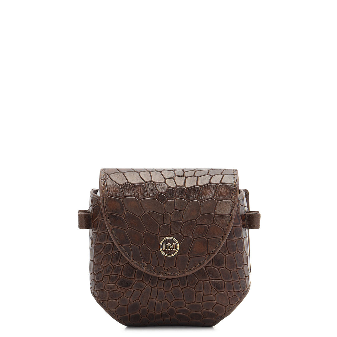 Croco Leather Golf Ball Case - Walnut